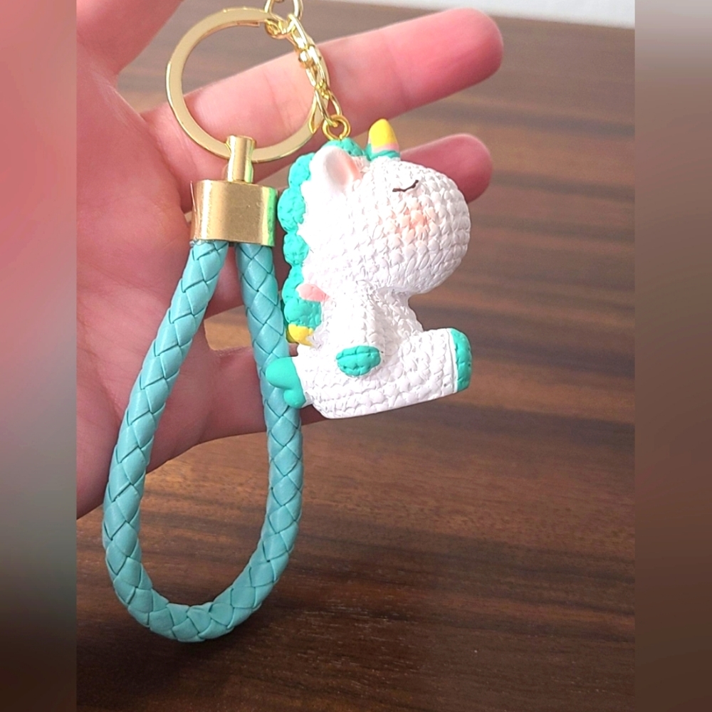 New Kawaii Mint Green Unicorn Hard Resin Keychain
